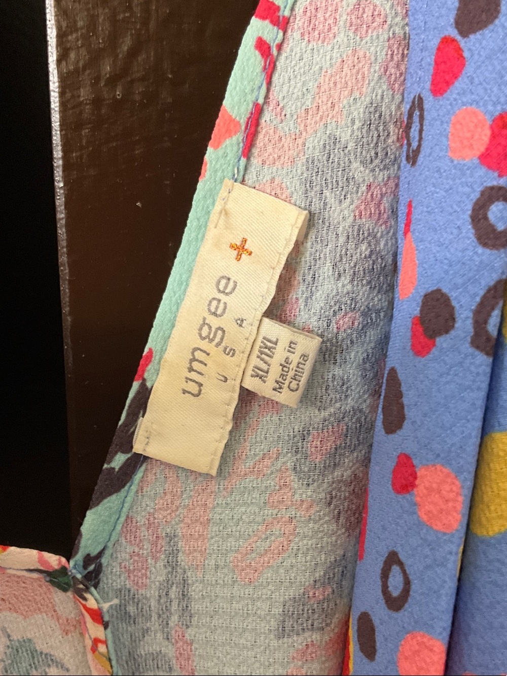 Umgee Multicolor Floral & Dot Sheer Tunic - Blue, Pink, Red, Green, White - Picture 2 of 3